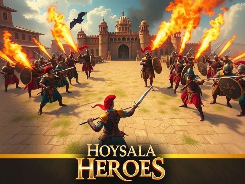 Hoysala Heroes game screenshot showing historical battle scene